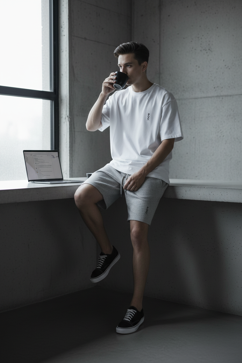 Archive Fleece Shorts — Coffee Laptop Moment